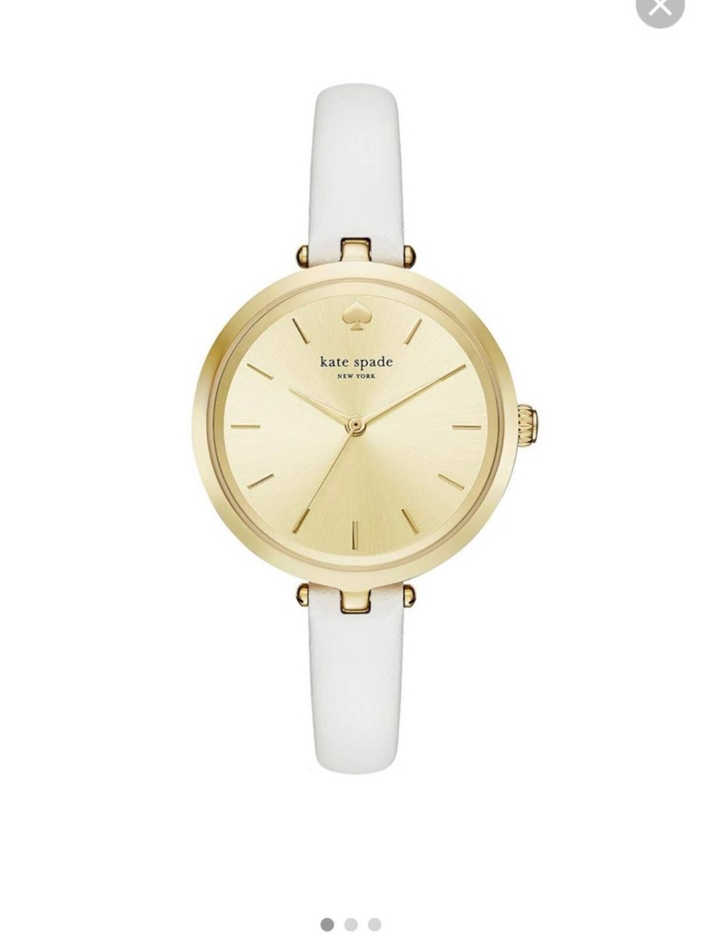 kate spade Gold Dial White Leather Strap Women's Watch